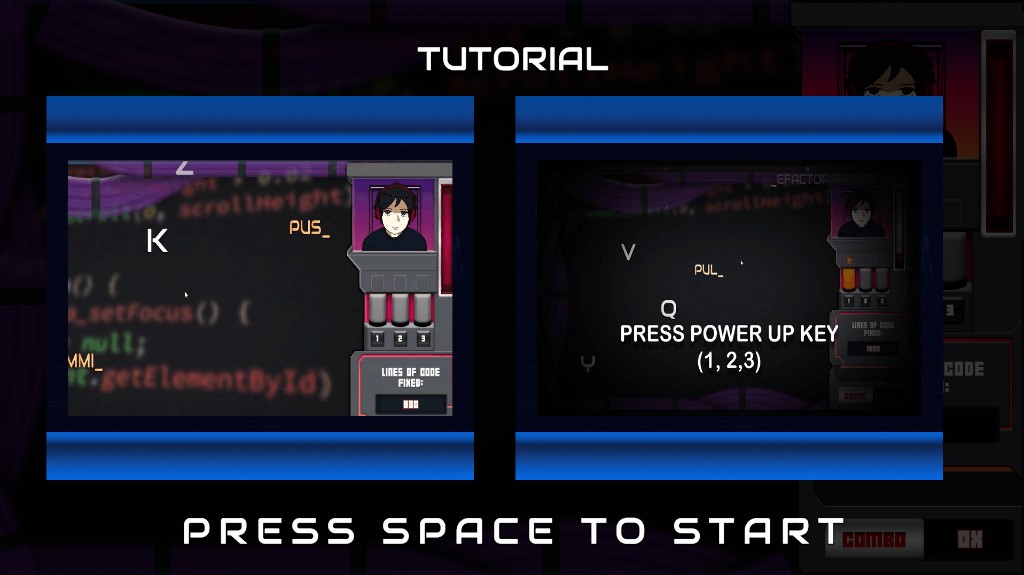 Tutorial explaining targeting, word completion, and power-ups